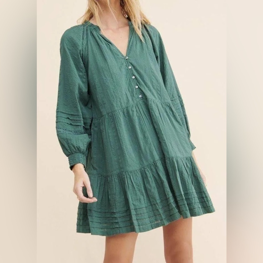 Elegant Green Long Sleeve Dress